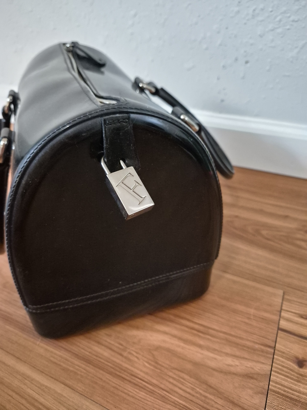 Furla Candy Glossy Black Handbag with Top Handles - Picture 10 of 12